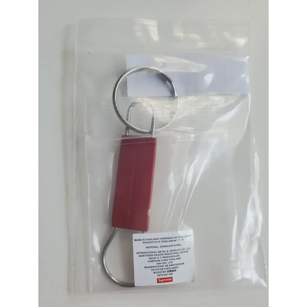 Supreme Red Clip Logo Key Chain Keyring New